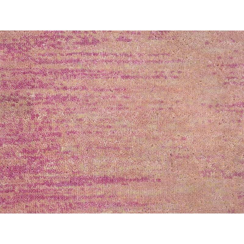 Shahbanu Rugs Zero Pile Pure Wool Only Ombre Design Pink with Touches